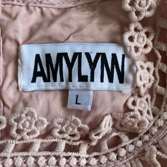 Amy Lynn Crochet Lace Blouse Leyla Women L Powder Pink Coquette‎ Cottagecore - Picture 5 of 16